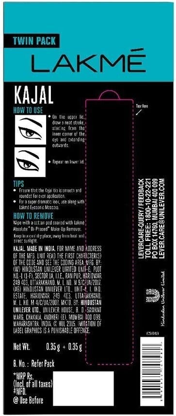 Eyeconic Kajal Twin Pack, Black, 0.35g with 0.35g  Free Shipping